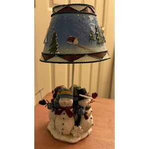 Snowman Snowflakes Winter Holiday Tealight Holder Resin‎ Metal Lamp Shade